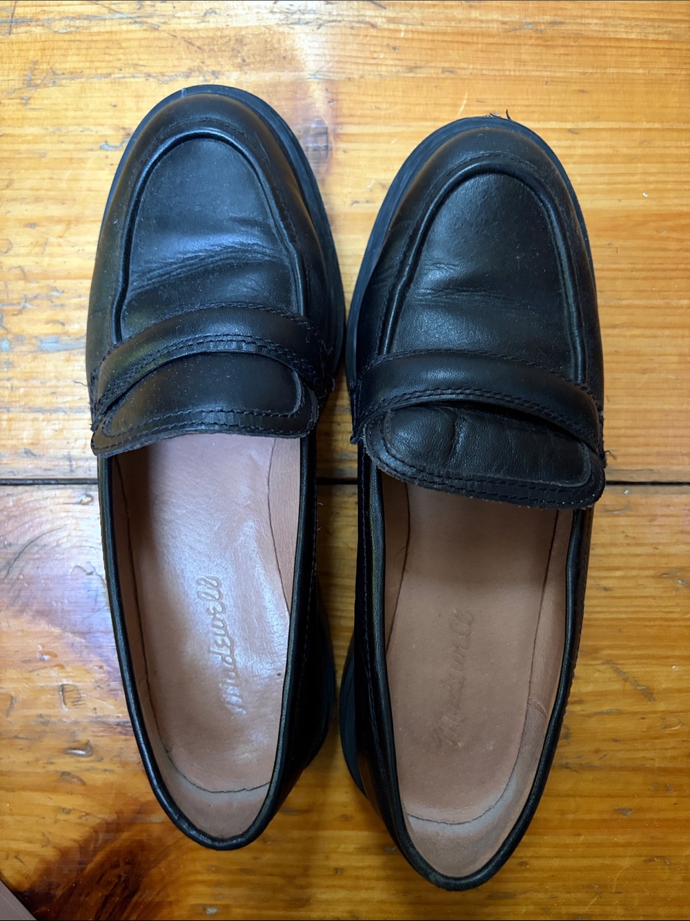 Madewell Black Leather Classic Penny Loafers Women’s